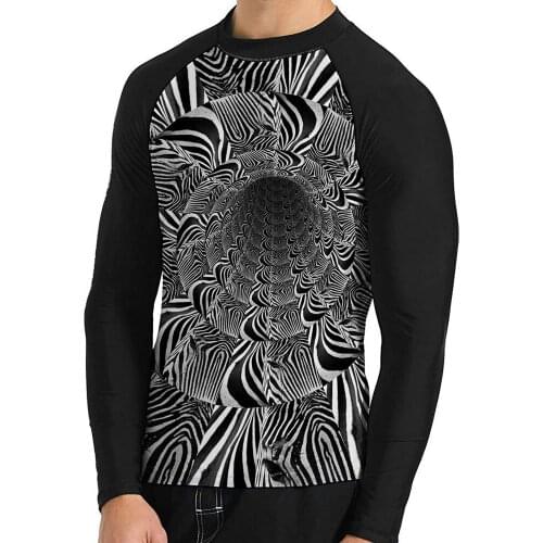 Mens Dizzy Zebra Sun Protection Rash Guard Shirts Snorkeling Kayaking Sailing Compression Baselayer