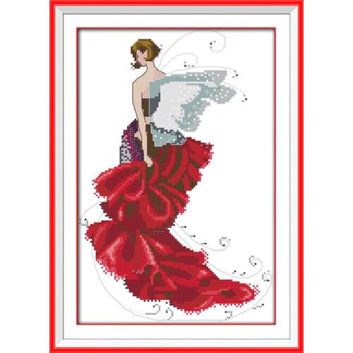 Flower fairy (5) cross stitch kits cartoon beauty people Aida count 14ct 11ct printed embroidery DIY handmade needlework supply