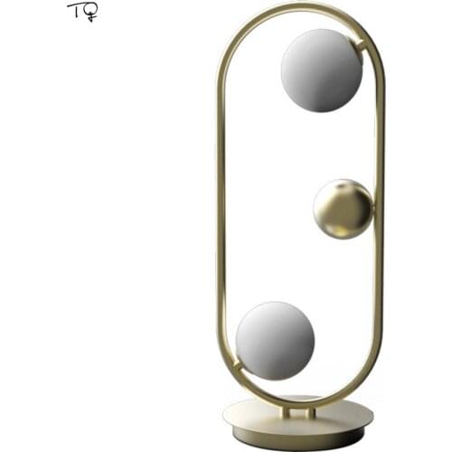 Nordic Industrial Post-modern Glass Ball Table Lamp Metal Iron Art Gold Black Led Decorative Desk Light Salon Bedroom Livng Room