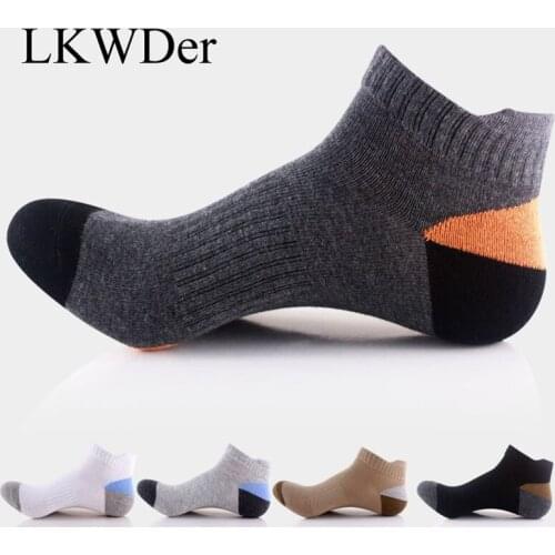 LKWDer 5 Pairs New Mens Cotton Socks Durable Sports Socks Breathable Basket Ball Sock Short Ankle Boat Socks Men Male Boys Adult