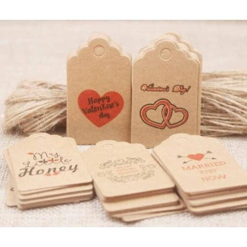New arrival happy valentines day gifts tag Red heart wedding label tag Multi design cookies/crafts decoration tag100with100rope