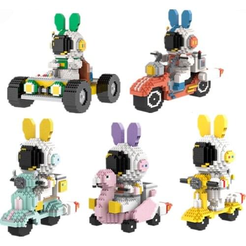 New Cute Interstellar Motorcycle Micro Building Blocks Scooter Mars Exploration Vehicle Car Mini Bricks Figures Toys For Kid