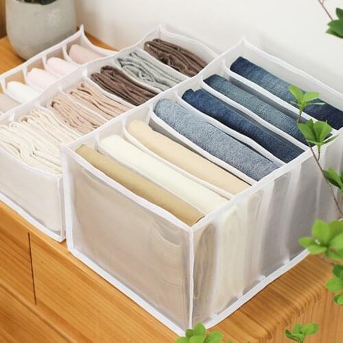 Jeans Compartment Storage Box Closet Clothes Drawer Mesh Separation Box Stacking Pants Drawer Divider Can Washed Home Organizer