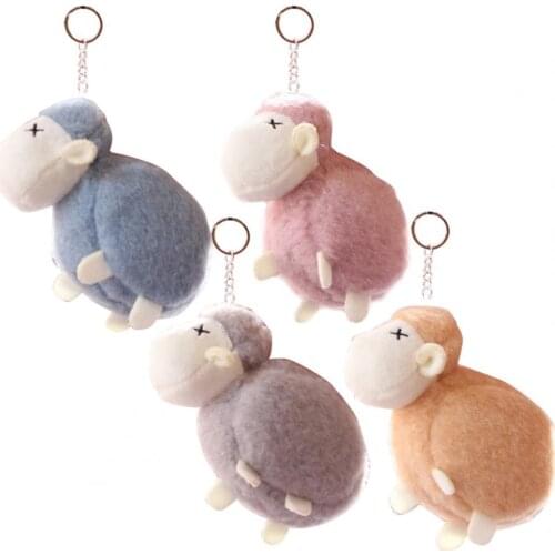 12cm Sheep Doll Adorable Cartoon Style Skin-Friendly Sheep Stuffed Animal Doll Pendant Keychain Backpack Decor for Kids