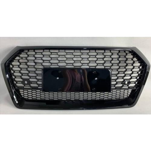 For RSQ5 Type Front Sports Hex Mesh Honeycomb Cover Black Grille for Audi Q5 / SQ5 2018 2019 Auto Parts (without logo)