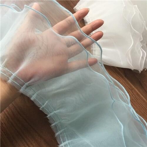 Peach ,Purple ,Blue ,White double layer pleated lace trim wedding dress decoration lace Doll DIY Crafts Hot Sale