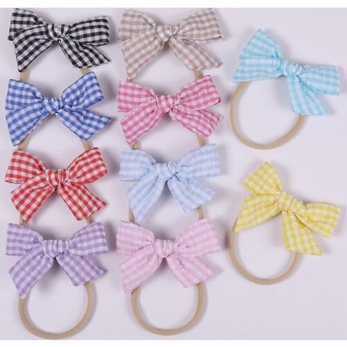 Baby Headband Bow Headbands For Girl Linen Head Band Thin Nylon Hairband Newborn Kids Toddler Hair Accessories Spring Summer