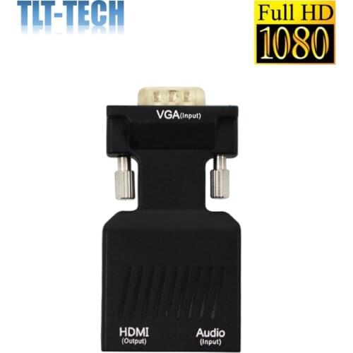VGA to HDMI Converter 1080 P VGA to HDMI adapter with Video 1080P for PC Laptop to HDTV Projector with audio cable