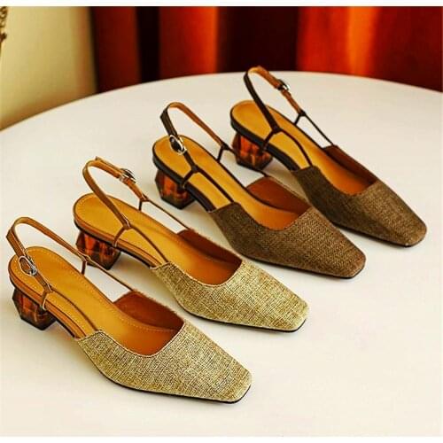 Slingback Sandals Womens Pumps Mary Janes Leather Transparen Heel Pointed Toe Shallow Party Shoes Sexy Elegant Mid Heel Oxfords