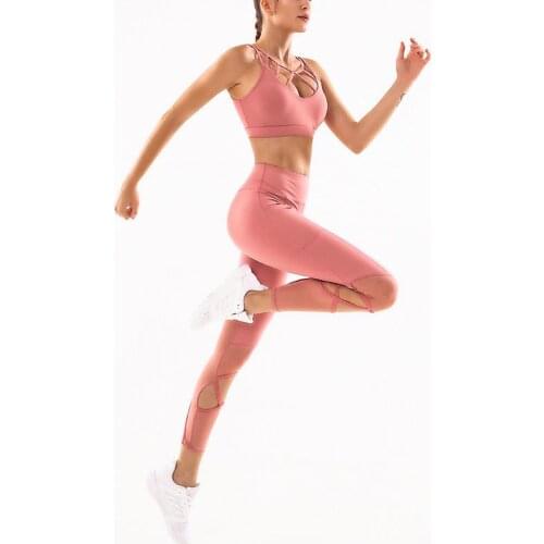 SALSPOR Suit for Fitness Tracksuit Women Top Female Hollow Leggings High Waist Slim Workout Jogging Sportswear