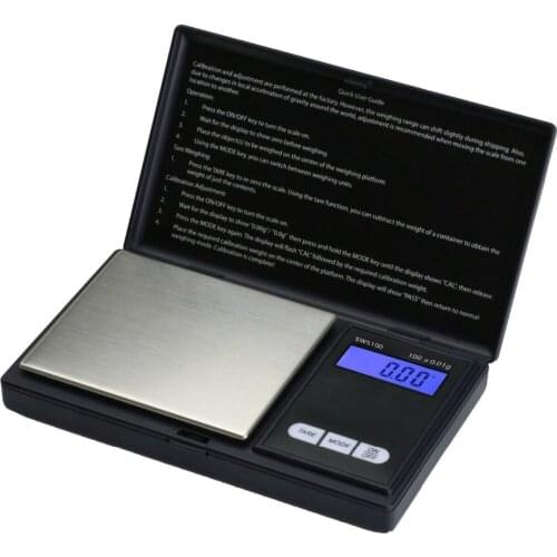 Precision Digital Scales 100g x 0.01g Reloading Powder Grain Jewelry Carat Black With Three Weighing Modes