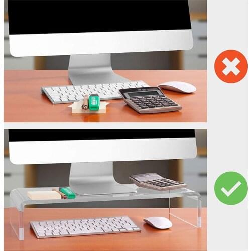 G32B Acrylic Universal Computer Monitor Riser Stand for Home Office Business Desk Gamers Multi Media Platform for Laptop Printer