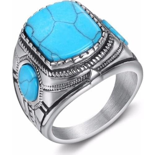 Vintage Artificial Stone Ring for Men Fashion Hip Hop Rock Mens Party Ring Jewelry Accessories Anillos