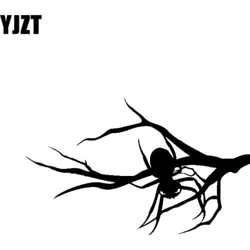 YJZT 15.9CM*9.7CM Unusually Elegant Delicate Spider Hang On Branches Vinyl Decal Original Nice Car Sticker Black/Silver C19-1231