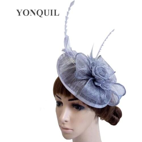 Vintage Women Wedding Hair Fascinators Hat With Feather Wedding Ladies Elegant Hair Accessories Event Headwear Headpiece SYF265