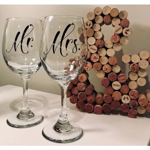 10pcs Mr& 10pcs Mrs /set Wine Glasses Sticker Newlyweds Decor decal Carnival party celebration Champagne glass sticker EB024