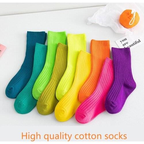 3 Pairs Baby Socks Pure Color Childrens Cotton Socks Pile Socks Boys And Girls Tube Socks Cute Summer Kid Socks High Quality