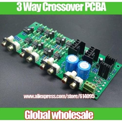 Free Shipping 1pcs HIFI Electronical 3 Way Crossover PCBA ClassA Power Linkwitz-Riley filter 6-Channel Crossover-point 310HZ/3.1