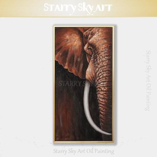 Large Canvas Painting Hand-painted High Quality African Animal Elephant Pictures Decor Handmade African Elephant Oil Painting