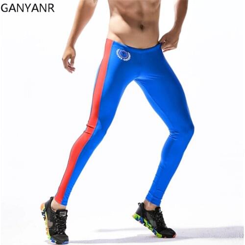 GANYANR Brand Running Tights Men Sports Leggings Basketball Yoga Pants Compression Fitness quick Dry Slim Nylon Sportswear Gym
