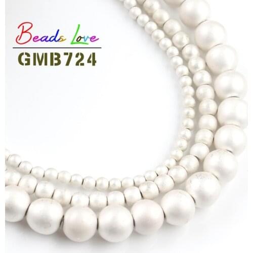 Natural Stone Beads 2/3/4/6/8mm Matte Silver Plated Hematite Stone Round Beads for Jewelry Making Diy Charm Bracelet 15 Inches