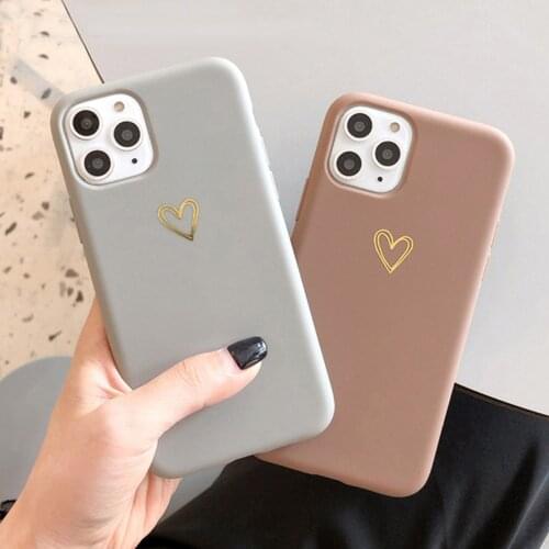 LOVECOM Plating Heart Phone Case For iPhone 12 Mini 11 Pro Max XR XS Max 6 7 8 Plus X Candy Color Simple Soft Silicon Back Cover