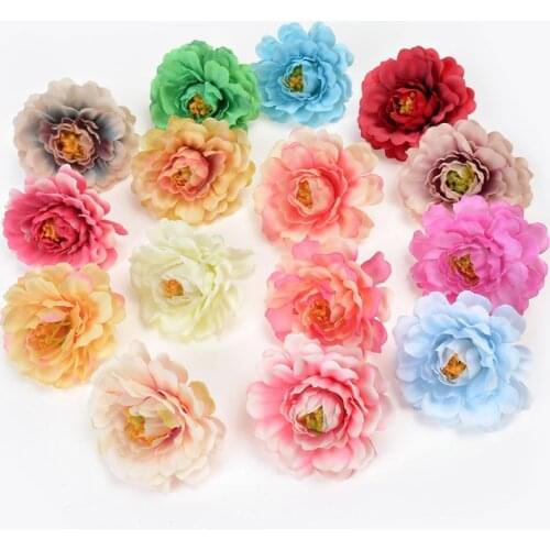 10pcs Silk Peony Artificial Handcarft Flower Head Bride Home Wedding Party Decoration DIY Wreath Scrapbooking Craft Fake Flowers