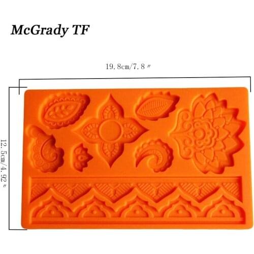 Printing Floewrs Leaf Sapling Baking Untensils Doublle Fondant Cake Tools Silicone Lace Embossed Mold Cake Decoration Tools