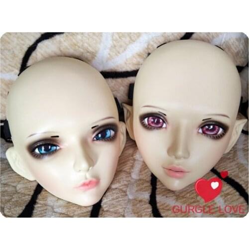 GL078) Sweet Girl Resin Half Head BJD Kigurumi Mask With Eyes Cosplay Anime Role Lolita Mask Crossdress Doll