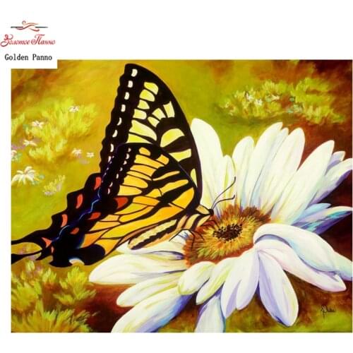 Golden Panno,DIY DMC 11CT 14CT completely Cross stitch , a variegated butterfly ,wall decoration