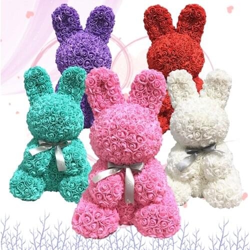 Bunny Simulation Rose rabbit Animal Shape Rose Valentines Day Flower Artificial Decoration Birthday Wedding Decoration Gift