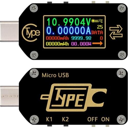 Type-C Voltage and Current Meter w/ Bluetooth Color Screen LCD Digital Multimeter, USB C Voltage Current Voltmeter Detector