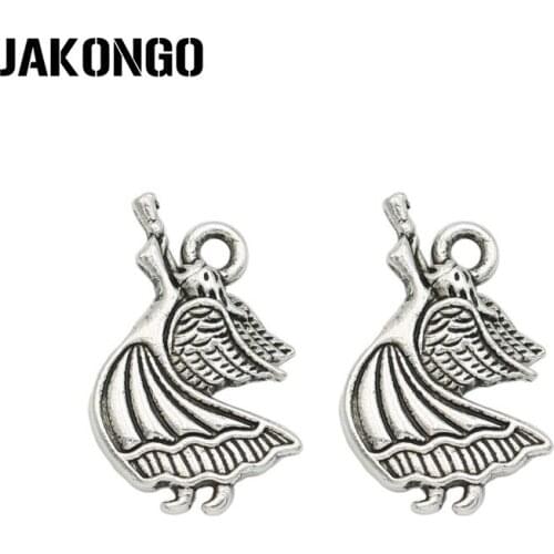 JAKONGO Antique Silver Plated Angel Fairy Charms Pendant for Jewelry Making Bracelet Accessories DIY 22x13mm 20PCS/lot