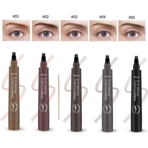 Wild Four-pronged Micro-carved Water Eyebrow Pencil 3D Tattoo Eyebrow Natural Waterproof Easy To Carving Wear Tattoo Pen TSLM1