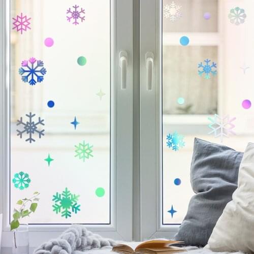 Colorful snowflakes Wall Sticker Christmas home decoration festival wallpaper Glass window new Year DIY combination stickers