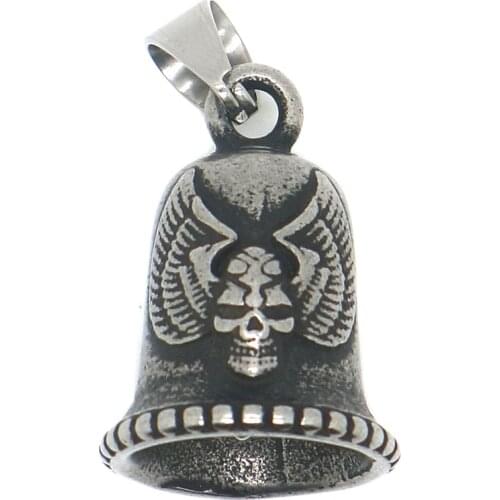 Unisex 316L Stainless Steel Cool Punk Eagle Wing Skull Matt Bell Frosting Pendant