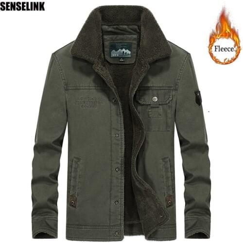 Mens 2021 Fleece Warm Autumn Winter Fashion Clothing Jacket Tactical Field Denim Bomber Pilot Army Oversize Plus Size Jacket 6X