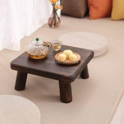Square Wooden Tea table Antique Paulownia Wood Traditional Furniture Low Dinner Floor Side Table