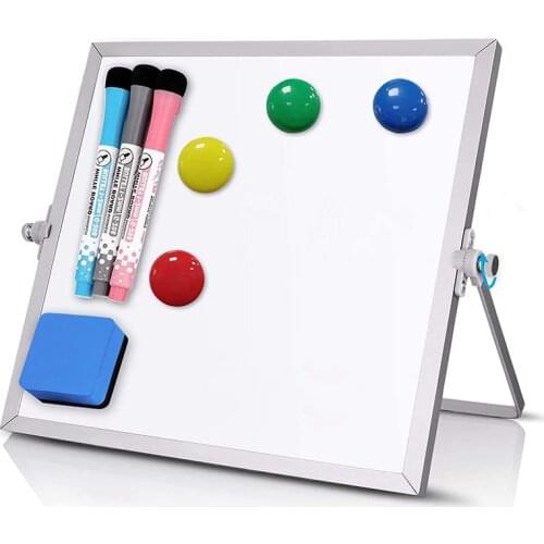 Small Dry Erase White Board, 10 Inch X 10 Inch Double Sided Desktop Whiteboard, Portable Magnetic Tabletop Erase Board