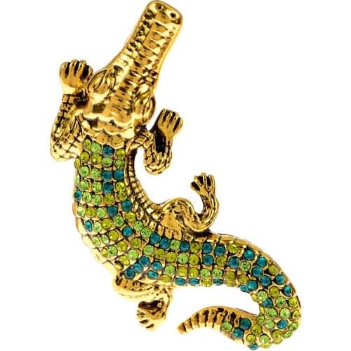 CINDY XIANG Fashion Colorful Rhinestone Crocodile Brooches Vintage Alloy Cute Animal Pin Brooch Trendy Jewelry Party Accessories