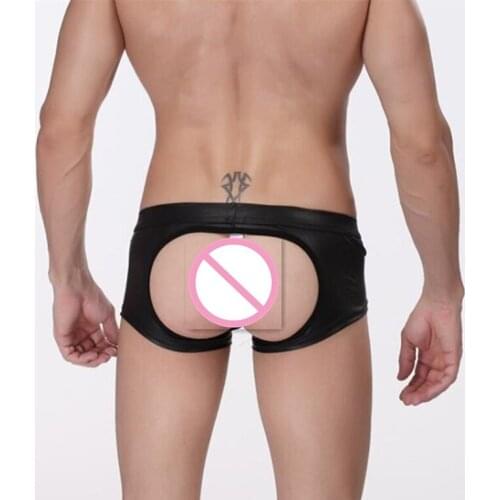 Men Sexy boxers wholesale mens underwear imitation leather in foreign trade after the new patent leather PU boyshort lingeri