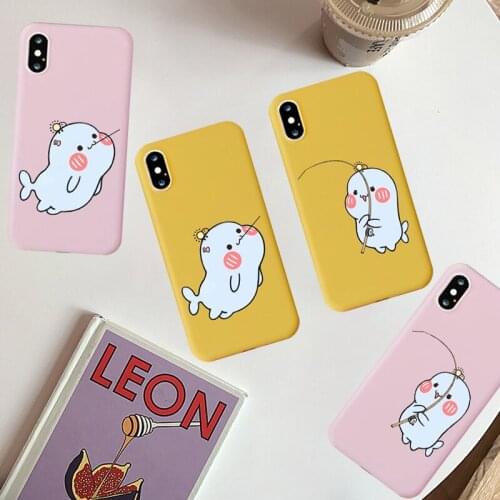 Candy-colored Silicone Soft Shell Phone Case for IPhone 11 Pro XS Max X XR 7 8 6 6S Plus Cute Cartoon Animals Seal Phone Cover