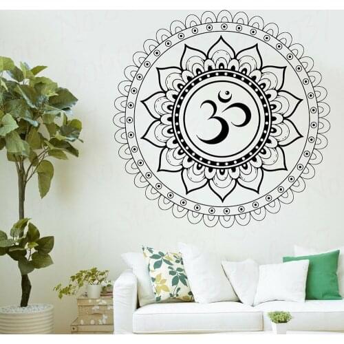 Mandala Wall Stickers Home Decor Living Room Buddha Aum Sanskrit Symbol Vinyl Wall Art Decals Bedroom Removable Wallpaper WL1413
