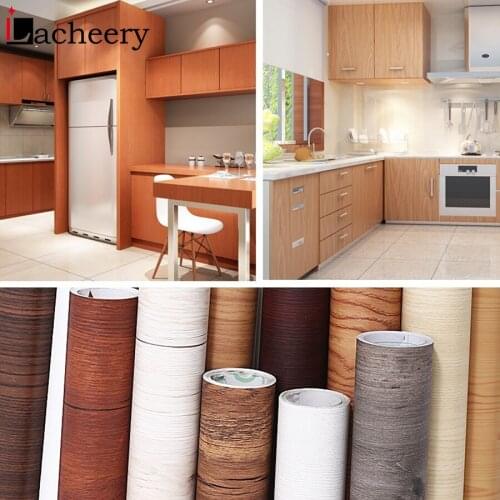 Waterproof Wood Vinyl Wallpaper Roll Self Adhesive Decor Contact Paper Doors Cabinet Desktop Modern Furniture Decorative Sticker