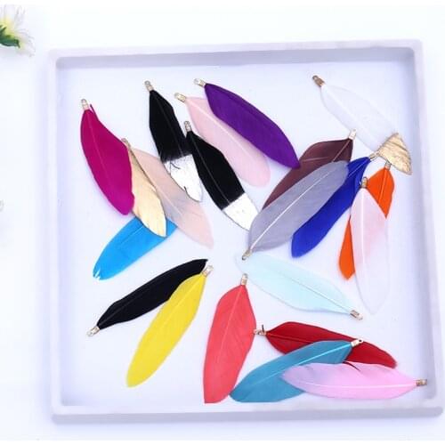Natural Goose Feather Charms Pendant Earring Charms 70-90mm Plumes DIY Necklace Bracelet Jewelry Making Party Stage Decor 10pcs