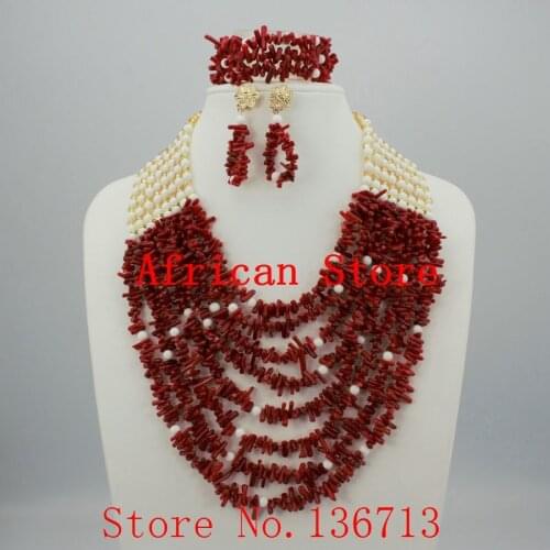 Nigerian Wedding African Beads Jewelry Set Blue African Costume Jewelry Sets Coral Beads Necklace Sets Free Shipping HD328-2
