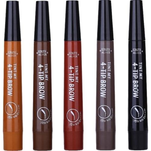 2021 Makeup New four-fork Eyebrow pencil, Waterproof and Sweat-proof easy to color fork Eyebrow pen,Liquid Eyebrow Brush