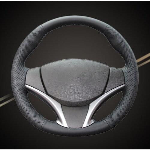 Car Braid On The Steering Wheel Cover for Toyota Vios 2014-2016 Yaris 2013-2015 Auto Braiding Wheel Covers Interior Accessory