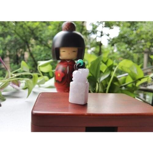 Natural Jade Pixiu Seal Jadeite Emerald Necklace With purple Carved Charm Jewellery Fashion Amulet for Men Women Lucky Gifts