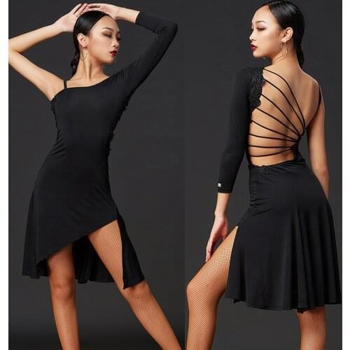 2021 Latin Dance Dress Female Adult Sexy Backless Dresses Tango Salsa Cha Cha Samba Rumba Dance Practice Latin Dancewear DQS5254